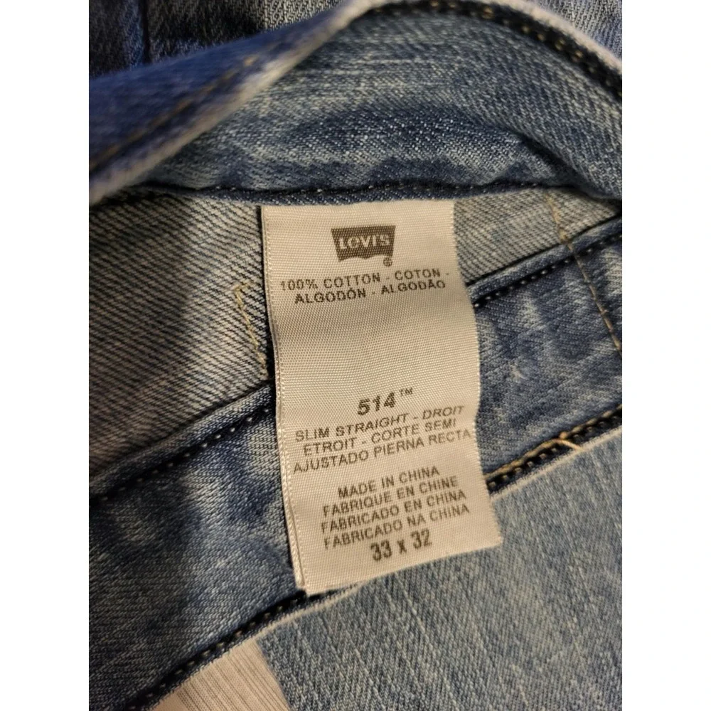 Levis 514 Jeans 33x32 Men Blue Slim Fit Straight Leg Denim Pants Mid Rise Pants
